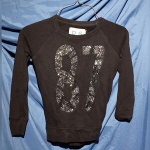 Girl's "P.S." Aeropostale Sweatshirt Black with Silver Sequins Size 6